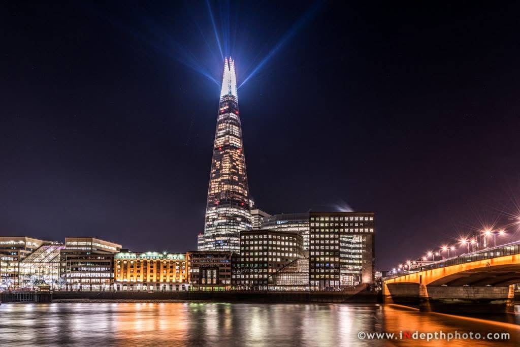 The Shard lit at night