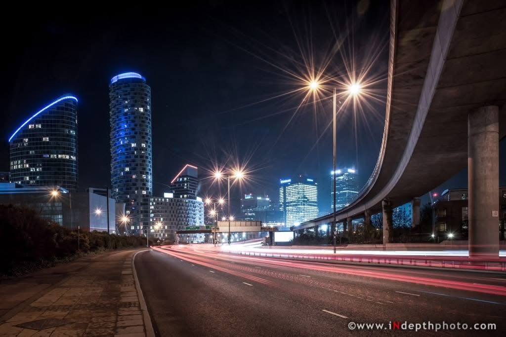 London night road light trails