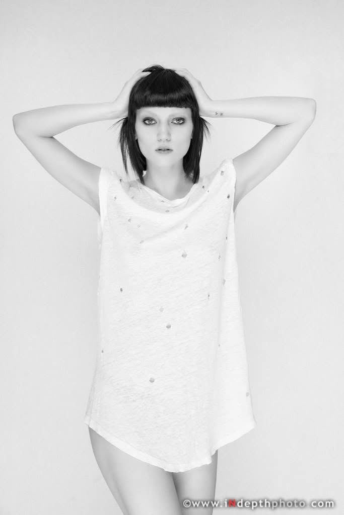 Black and white high key model portrait