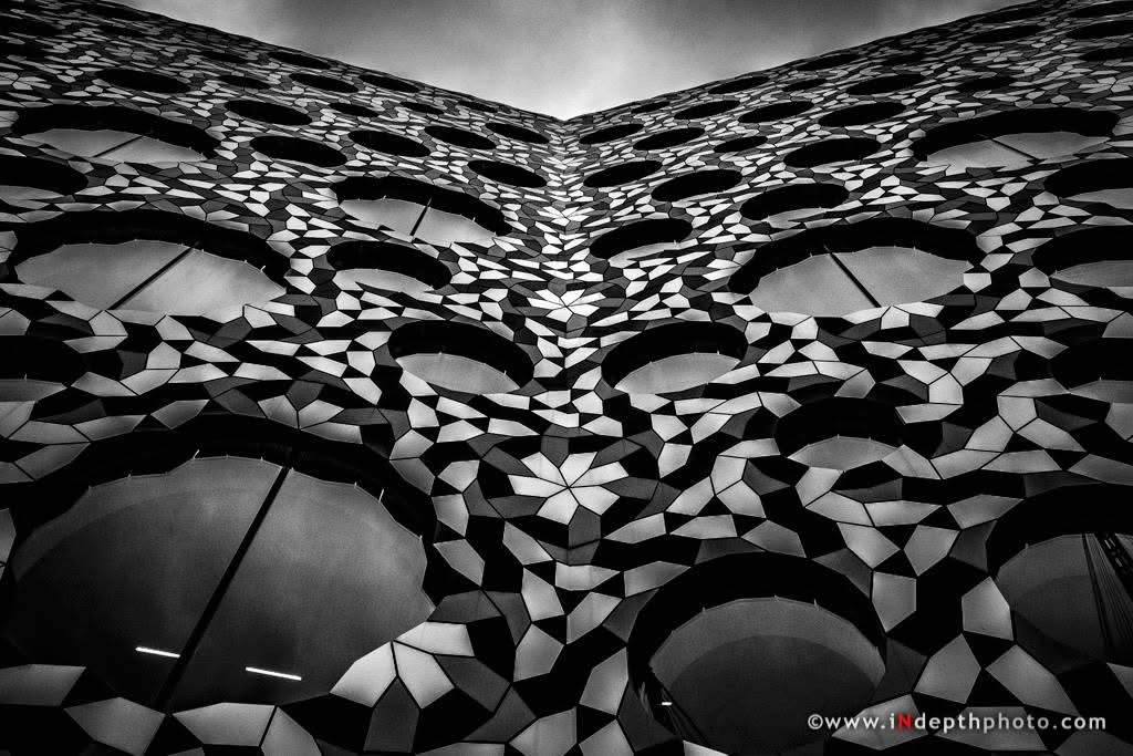 Black and white patterned facade