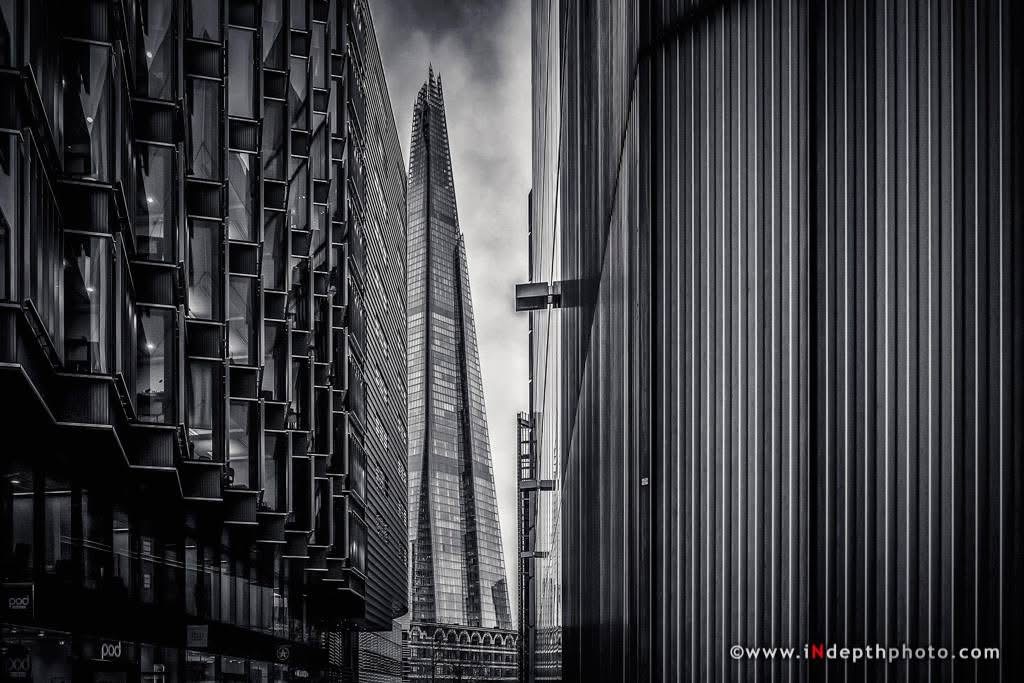 The Shard framed by buildings